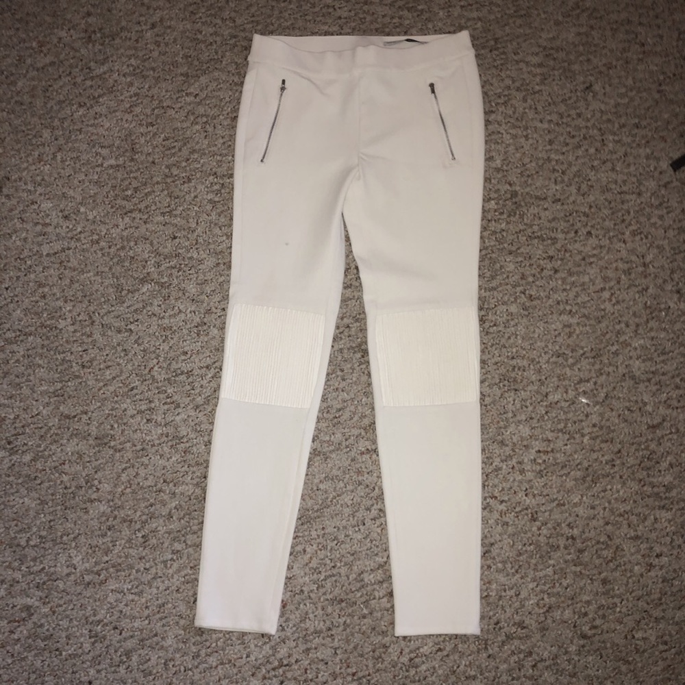 White Dress Pant with Faux Leather